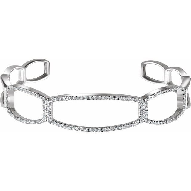 open diamond cuff bracelet in 14k white gold
