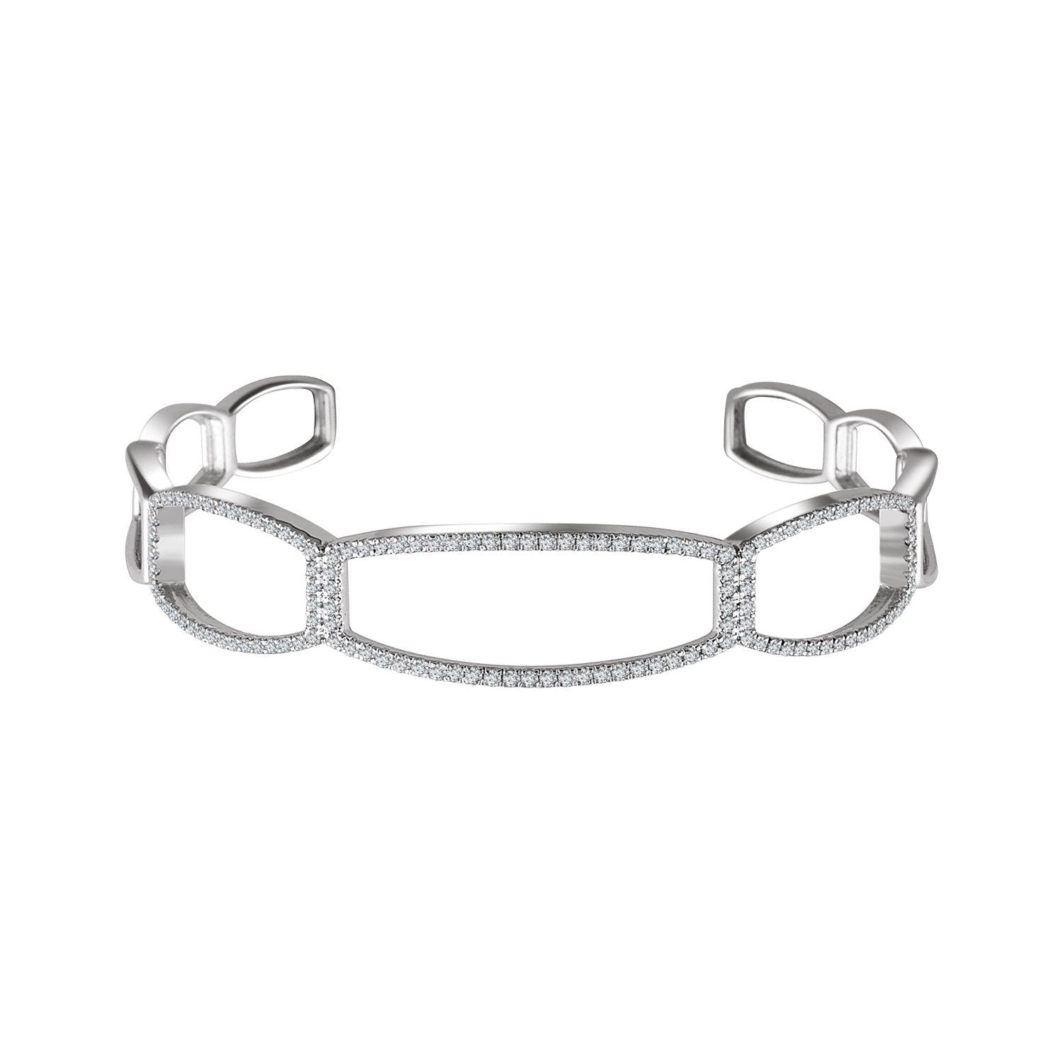 14K White Gold open cuff with diamond accents diamond cuff bracelet