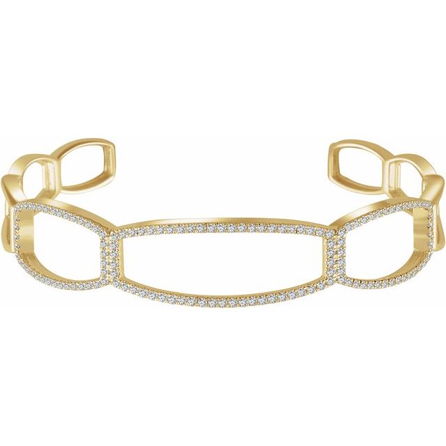 open diamond cuff bracelet in 14k yellow gold