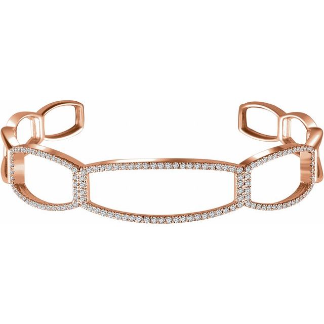 open diamond cuff bracelet in 14k rose gold