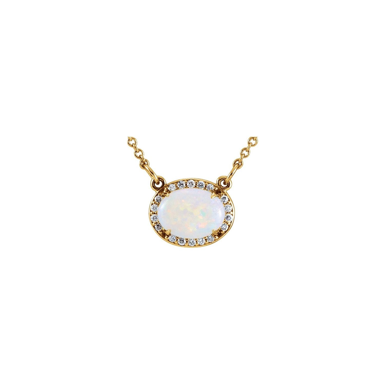 Opal Oval birthstone necklace in 14K Yellow Gold