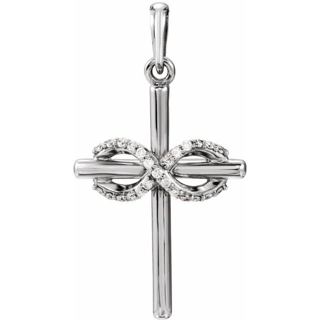 diamond infinity cross pendant in 14k white gold