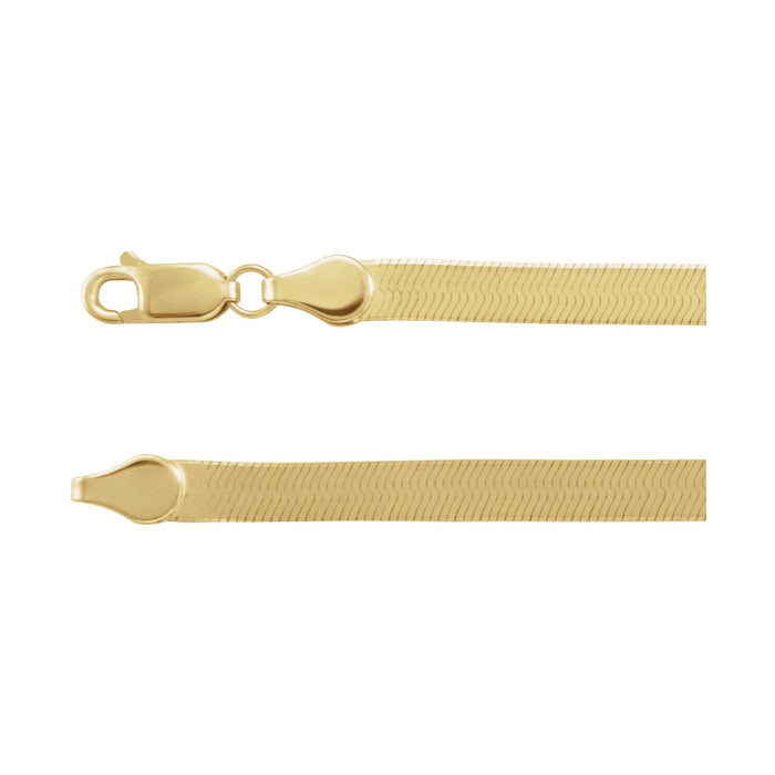 4 6mm Statement Herringbone Chain Necklace in 14K yellow gold