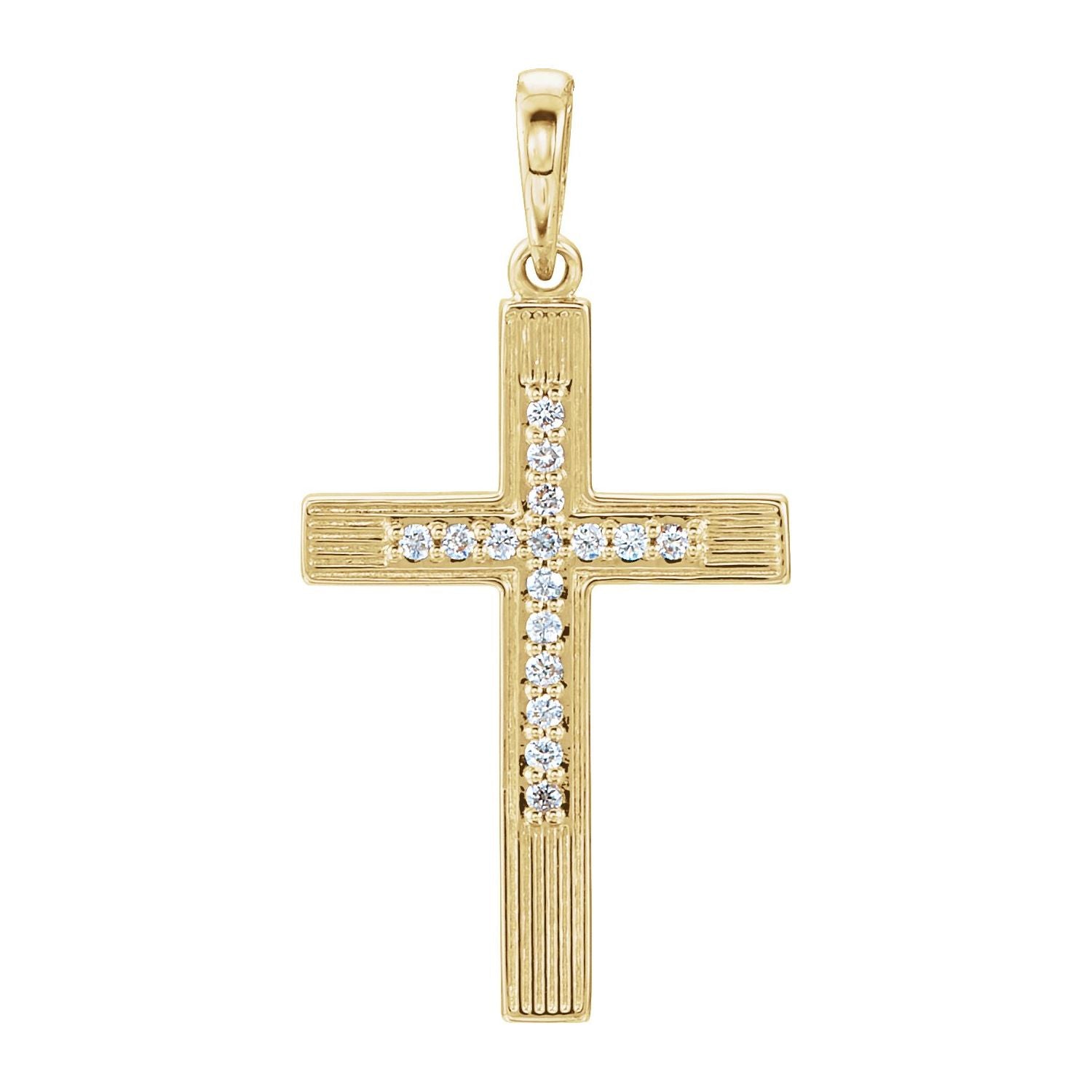 Milgrain Diamond Cross Pendant in 14K Yellow Gold