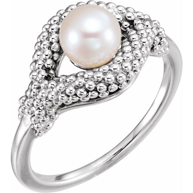 beaded cultured pearl ring in 14k yellow gold