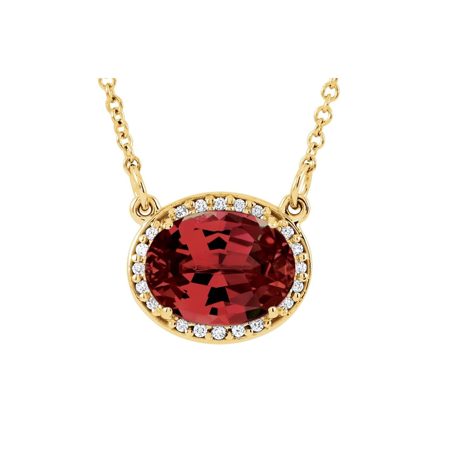Mozambique Garnet Oval birthstone necklace in 14K Yellow Gold