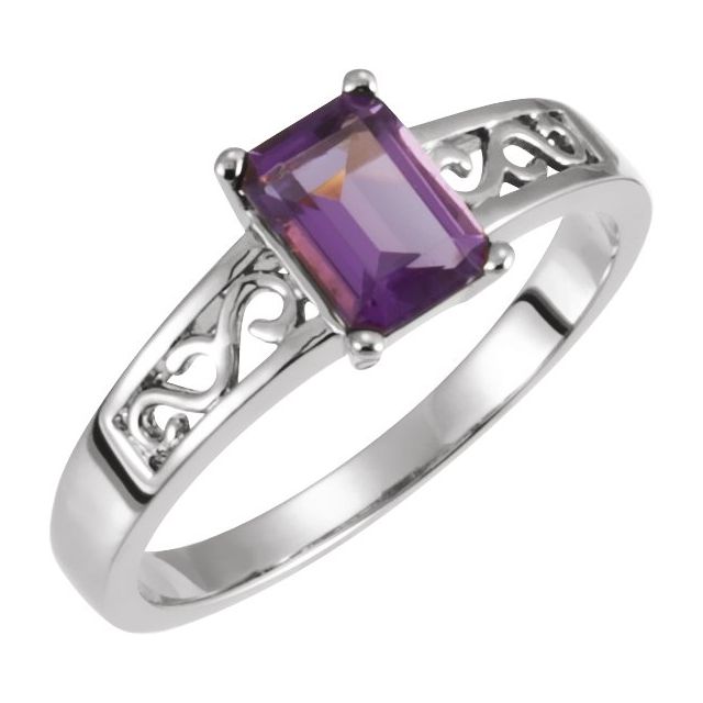 Filigree Scroll Emerald-Cut Morganite Ring