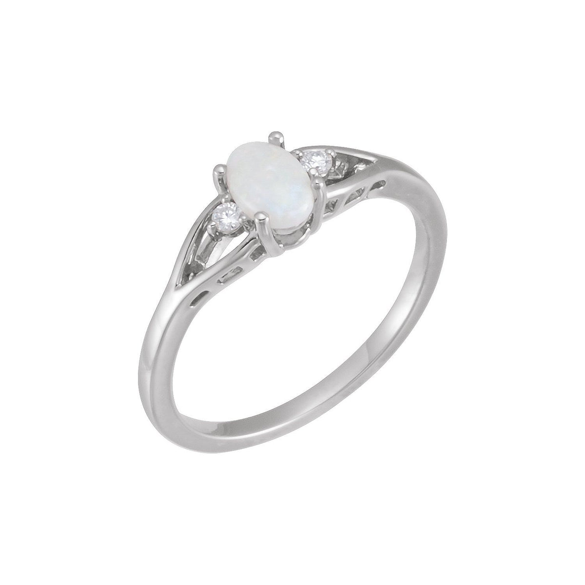 Opal Open-Circle Cluster Ring in 14K White Gold - natural opal