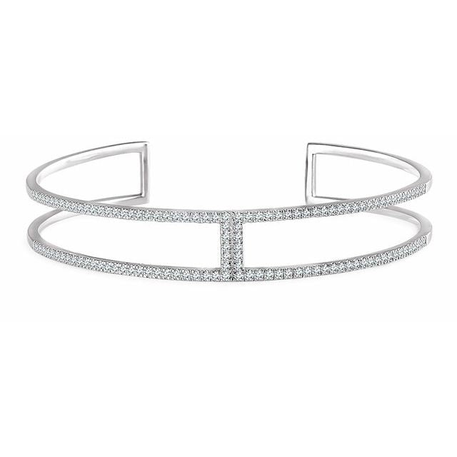 negative-space diamond cuff bracelet in 14k white gold