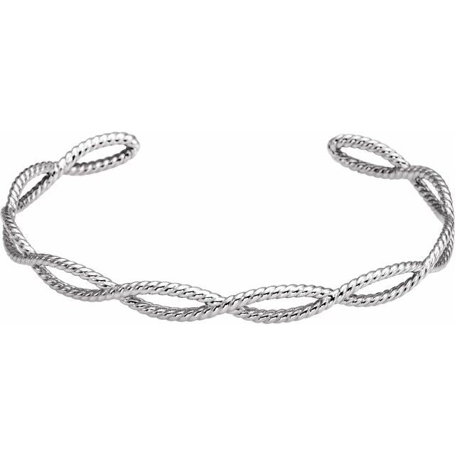 rope cuff bracelet in 14k white gold