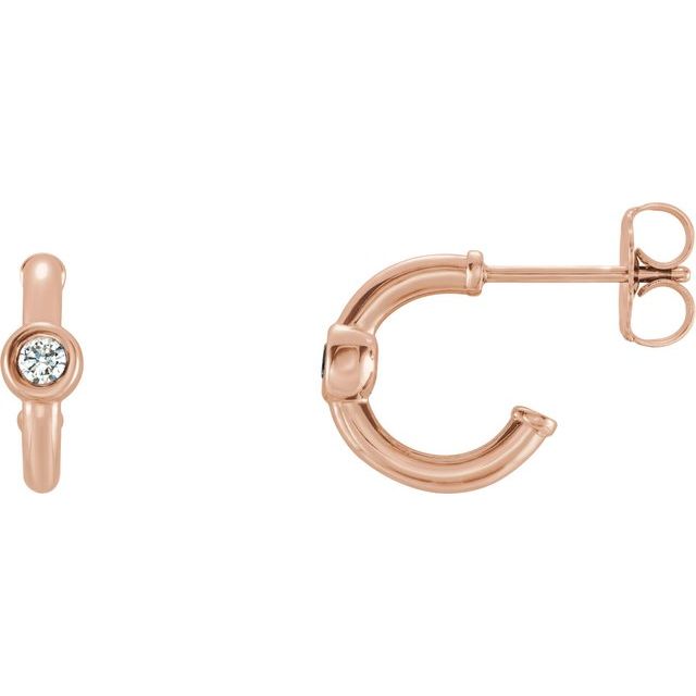 white sapphire huggie hoop earrings in 14k rose gold