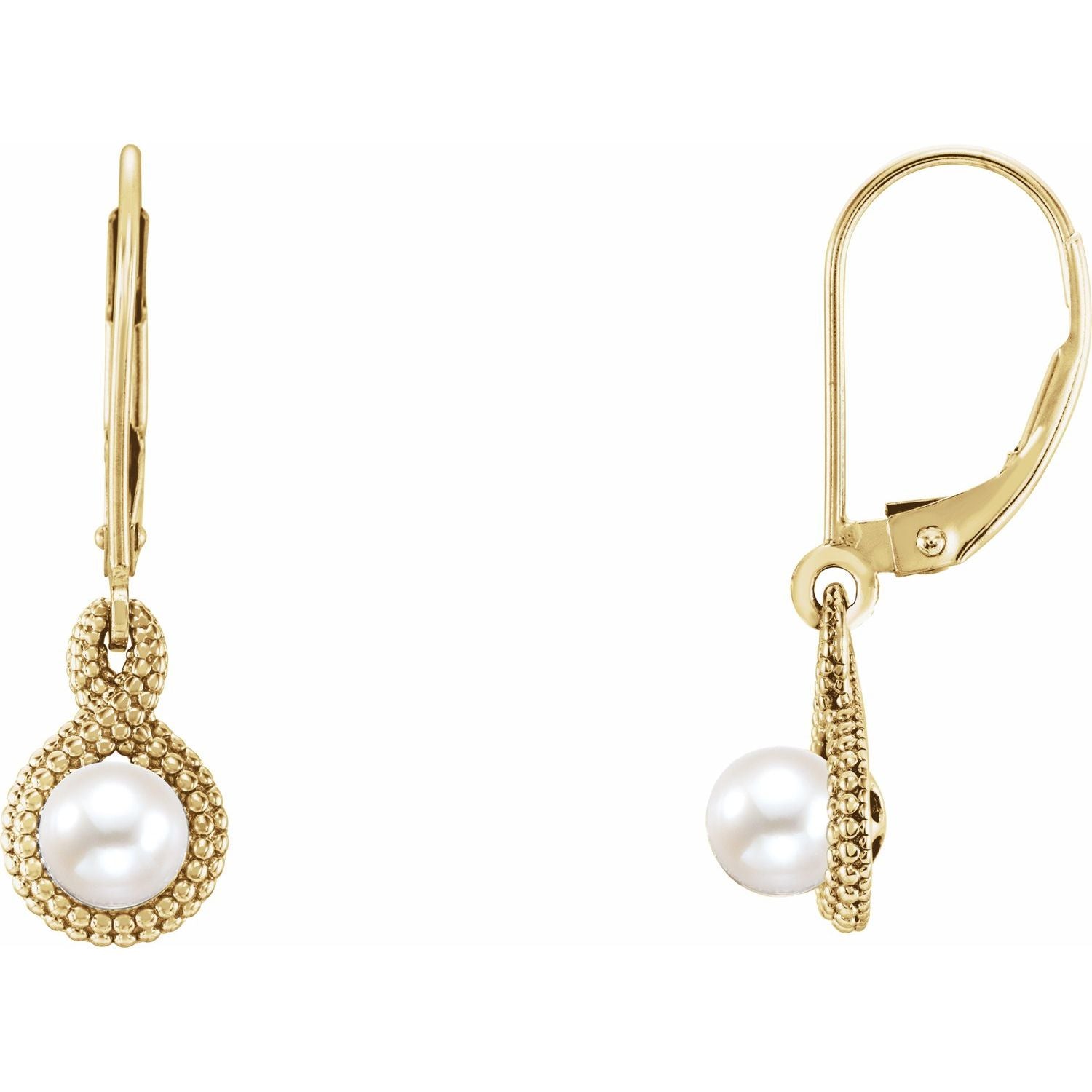 Cultured Freshwater Pearl drop earrings in 14K Yellow Gold