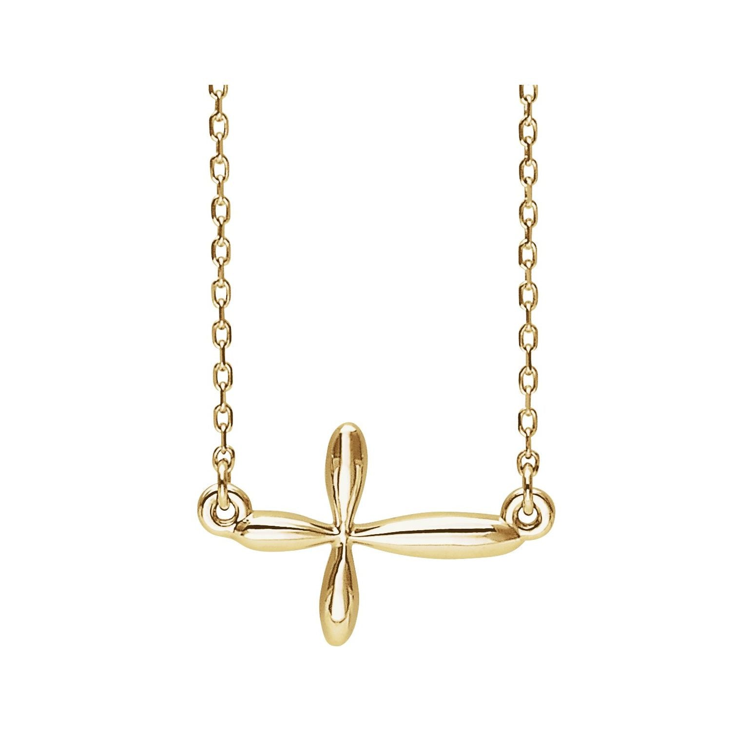 Sideways Cross Necklace in 14K Yellow Gold