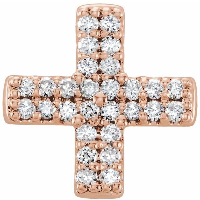 diamond-lined cross pendant in 14k rose gold