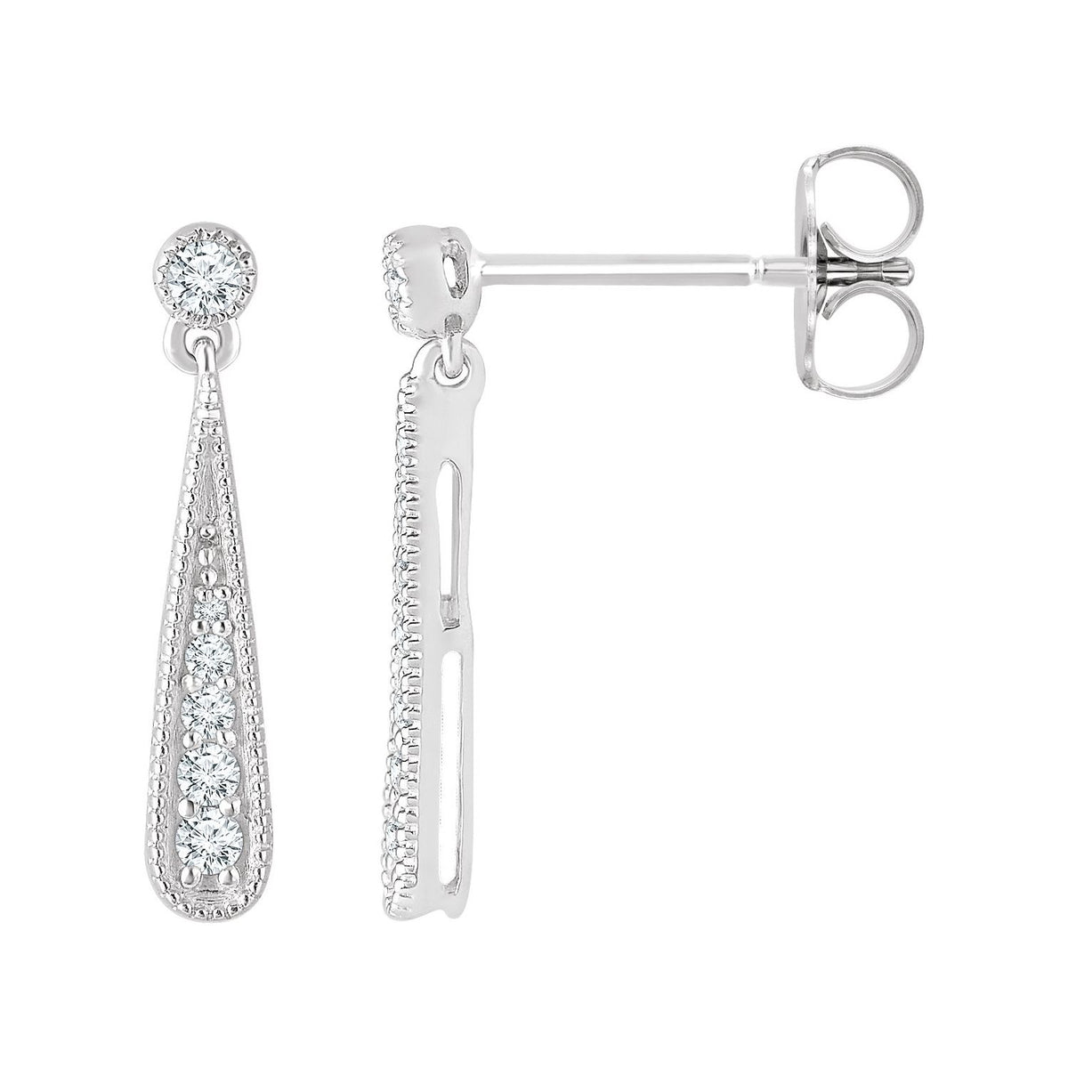 14K White Gold 1/6 ct tw Diamond Teardrop Earrings diamond earrings