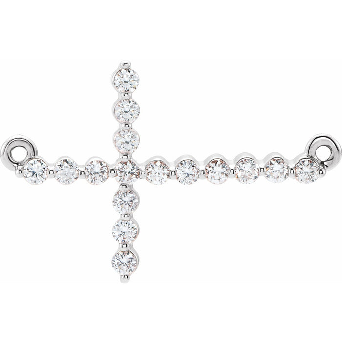 Quarter-Carat Sideways Diamond Cross Necklace in 14K White Gold