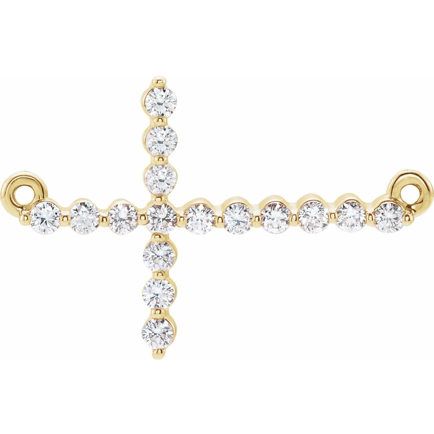 Quarter-Carat Sideways Diamond Cross Necklace in 14K Yellow Gold