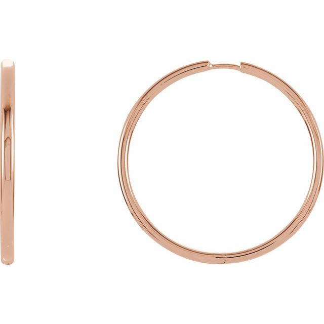 statement hinged gold hoop earrings in 14k rose gold, 38 mm