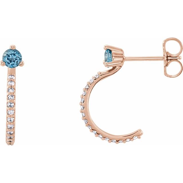march aquamarine round diamond hoop earrings in 14k rose gold