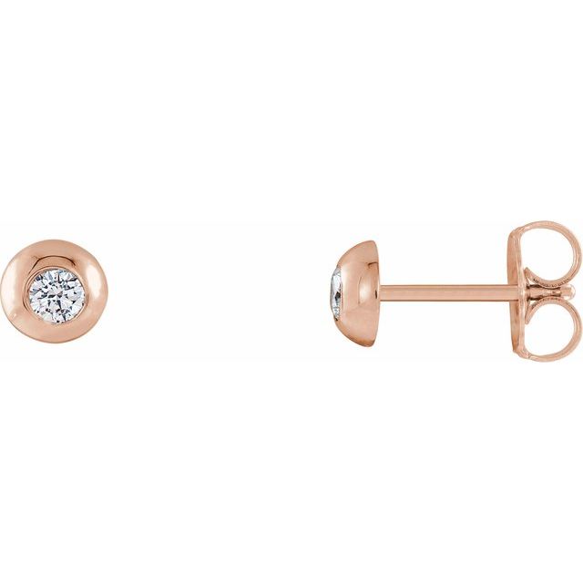 round lab-grown diamond bezel stud earrings in 14k rose gold