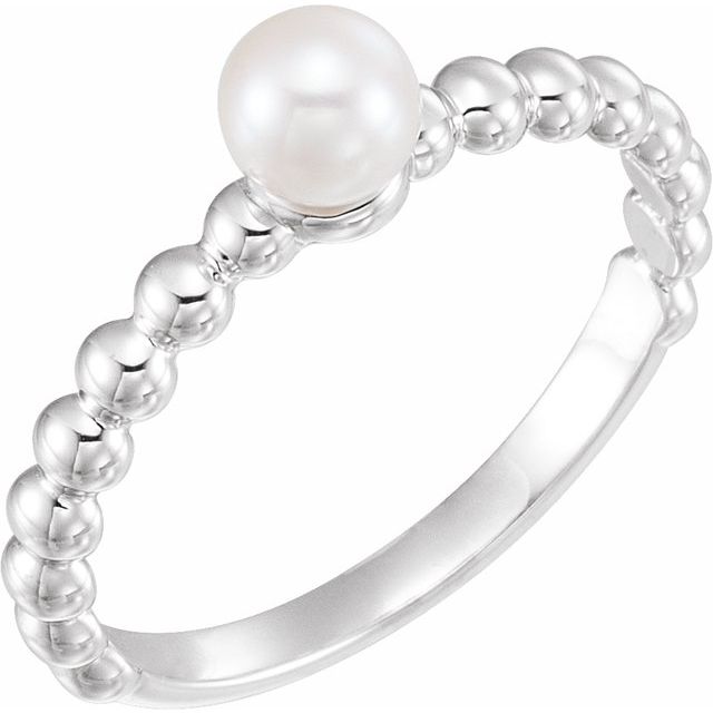 freshwater pearl stackable ring in 14k white gold