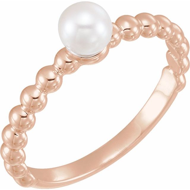 freshwater pearl stackable ring in 14k rose gold