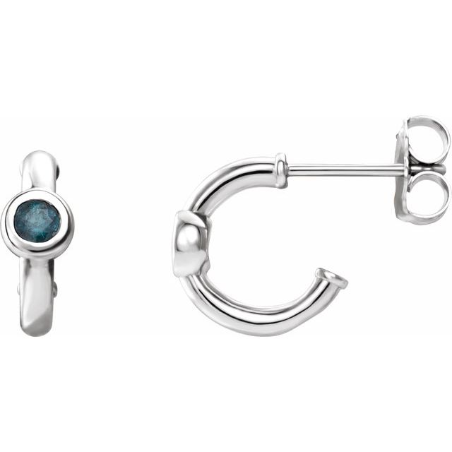 alexandrite huggie hoop earrings in 14k white gold