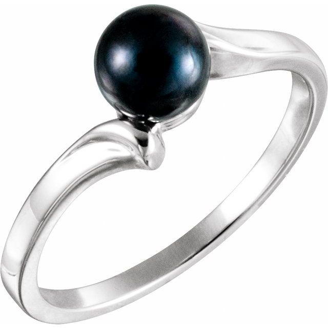 black akoya pearl ring in 14k white gold