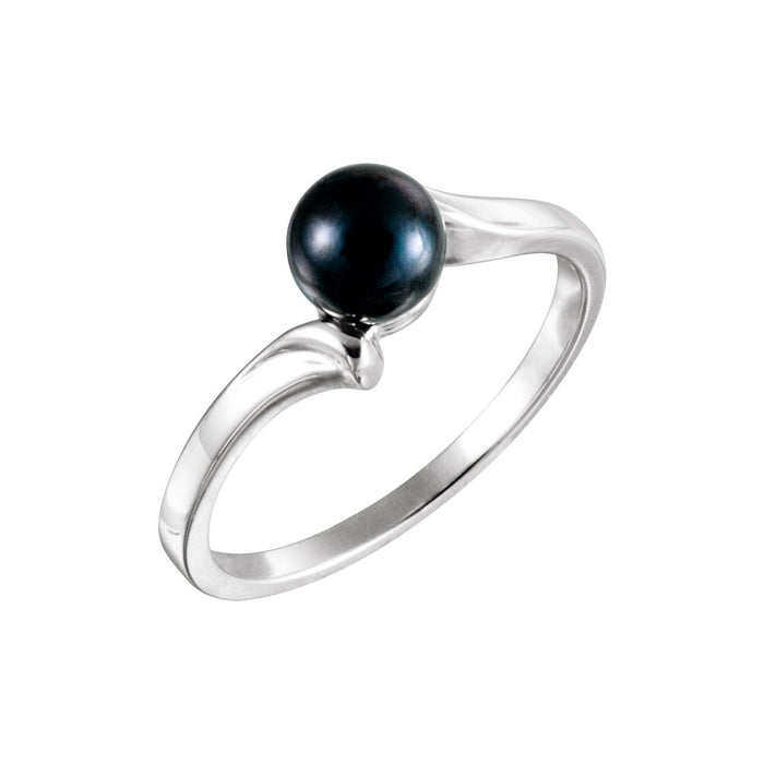 Black Akoya Pearl Ring in 14K White Gold