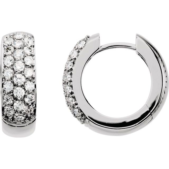 pave lab-grown diamond hoop earrings in 14k white gold