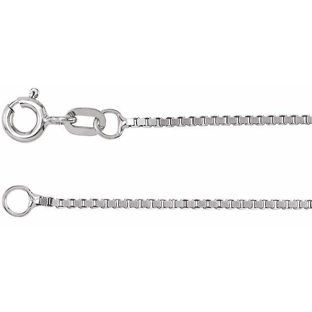 1.2mm box chain necklace in 14k white gold, 16 inch