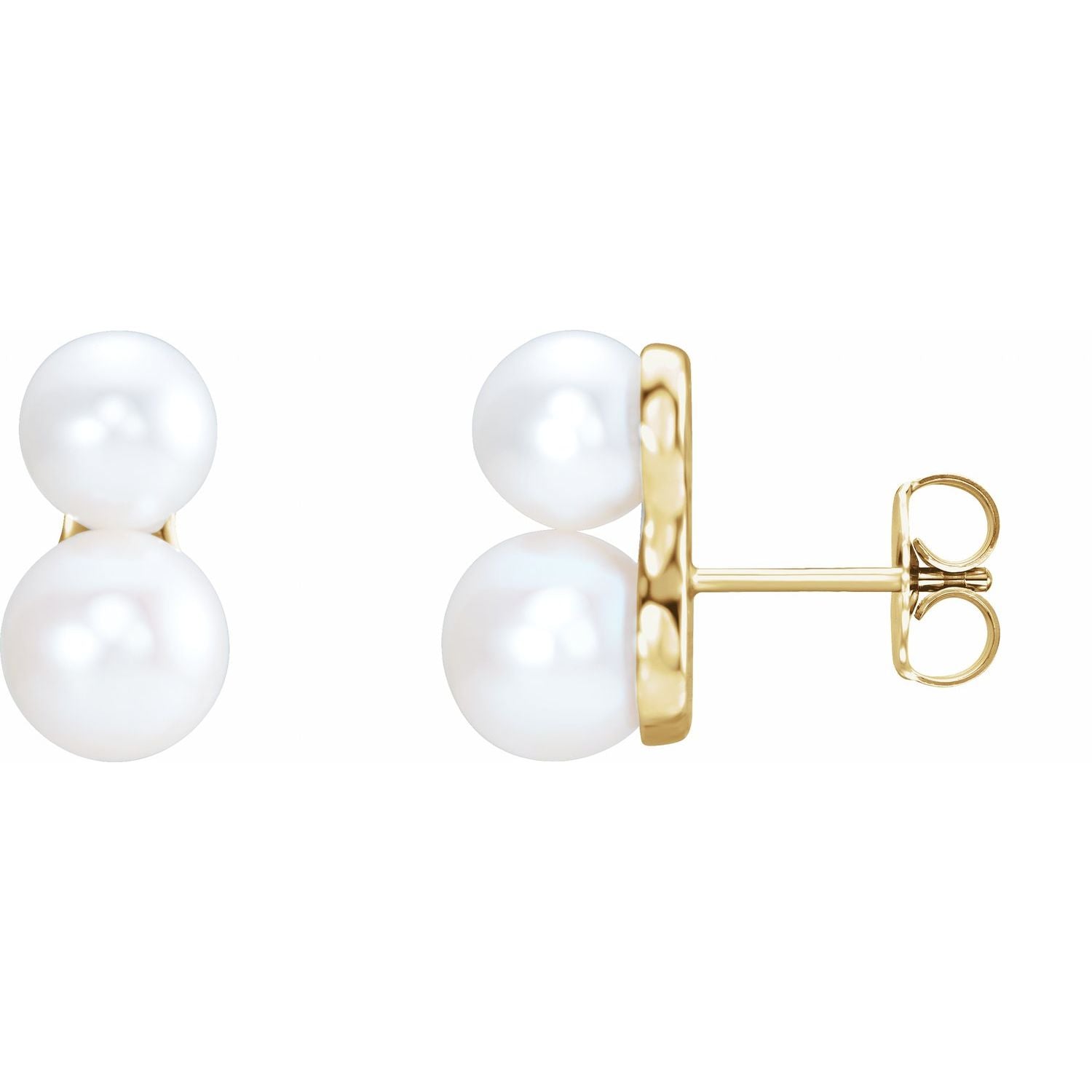 Cultured Freshwater Pearl ear climber earrings in 14K Yellow Gold