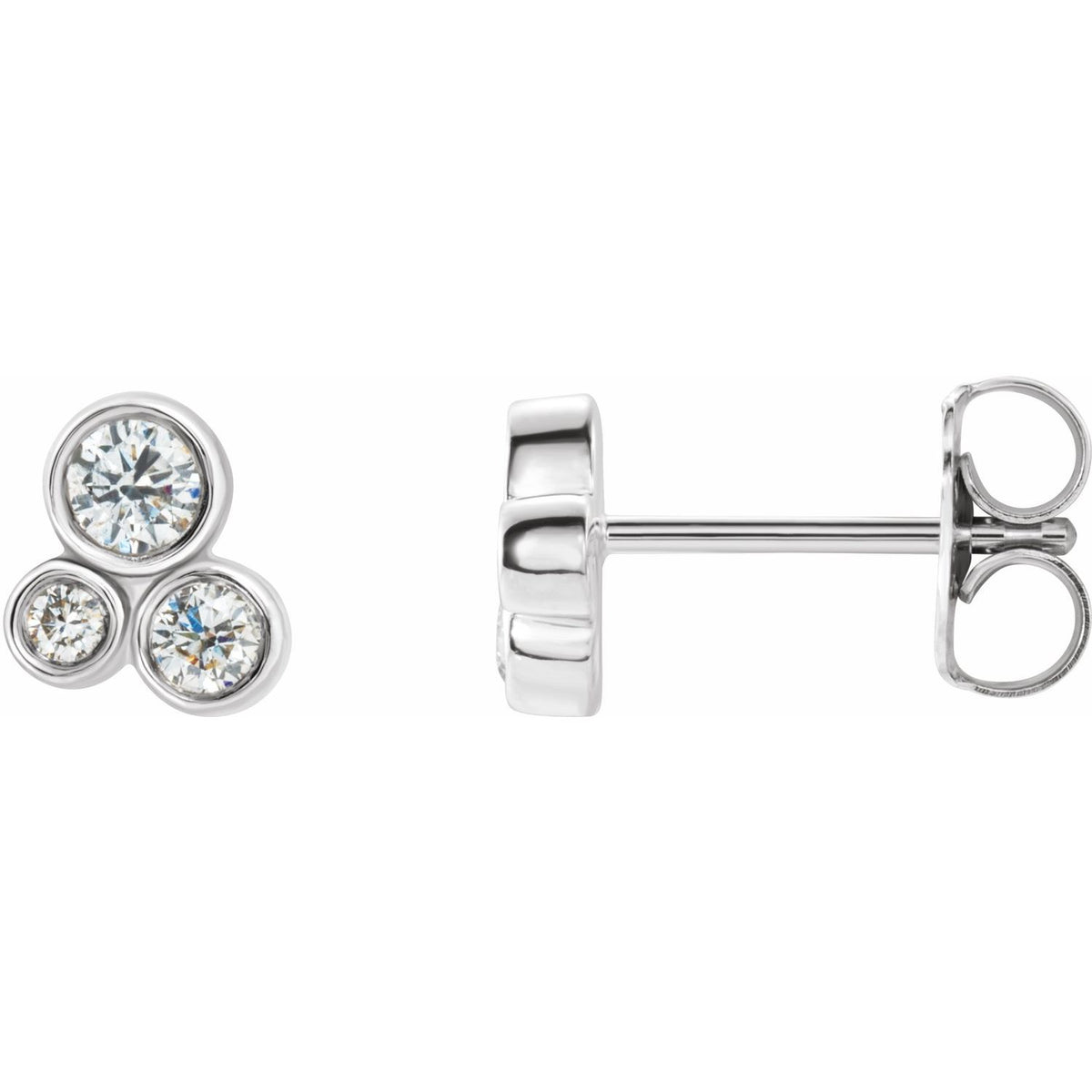 14K White Gold 1/5 ct tw Geometric Diamond Cluster Earrings diamond earrings
