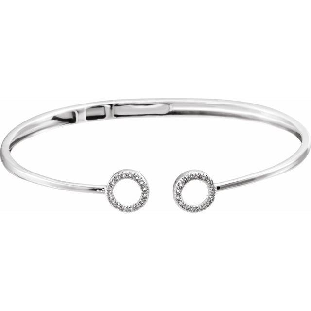 circle-motif diamond hinged cuff bracelet in 14k white gold