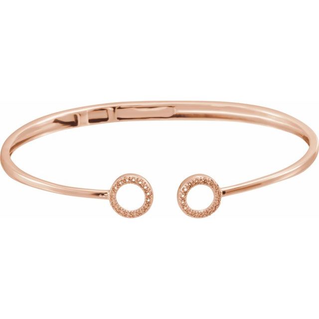 circle-motif diamond hinged cuff bracelet in 14k rose gold