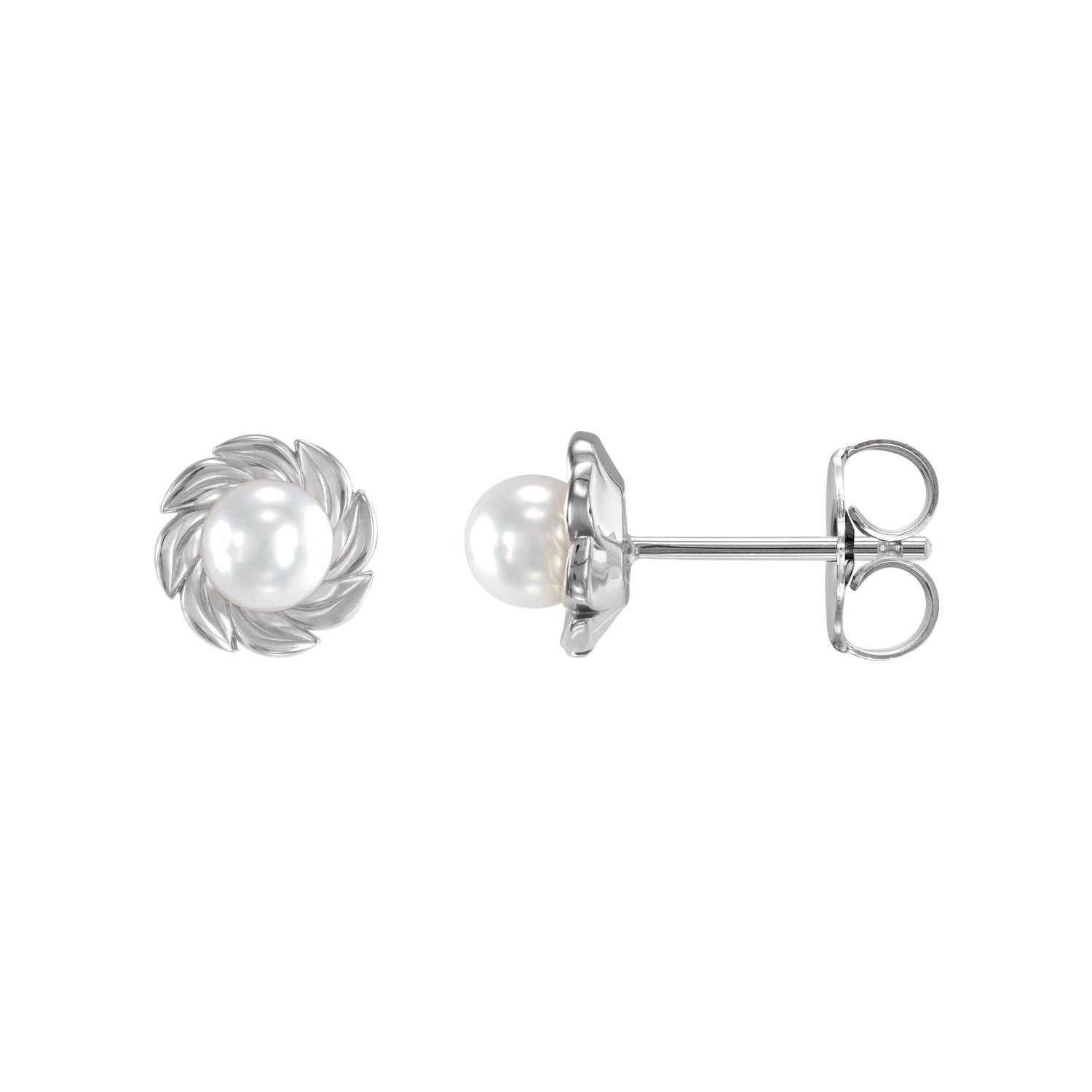 akoya cultured pearl stud earrings in 14k white gold