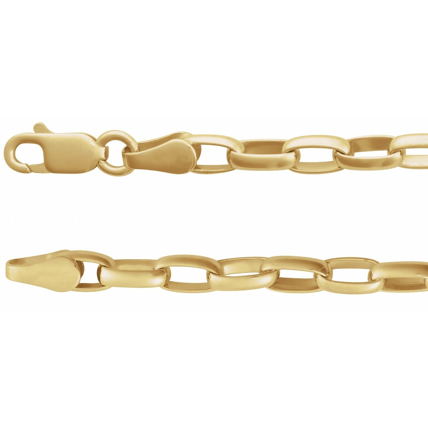 4mm Oval Cable Chain Necklace in 14K Yellow Gold