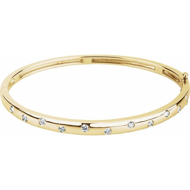 diamond half-eternity bangle bracelet in 14k yellow gold