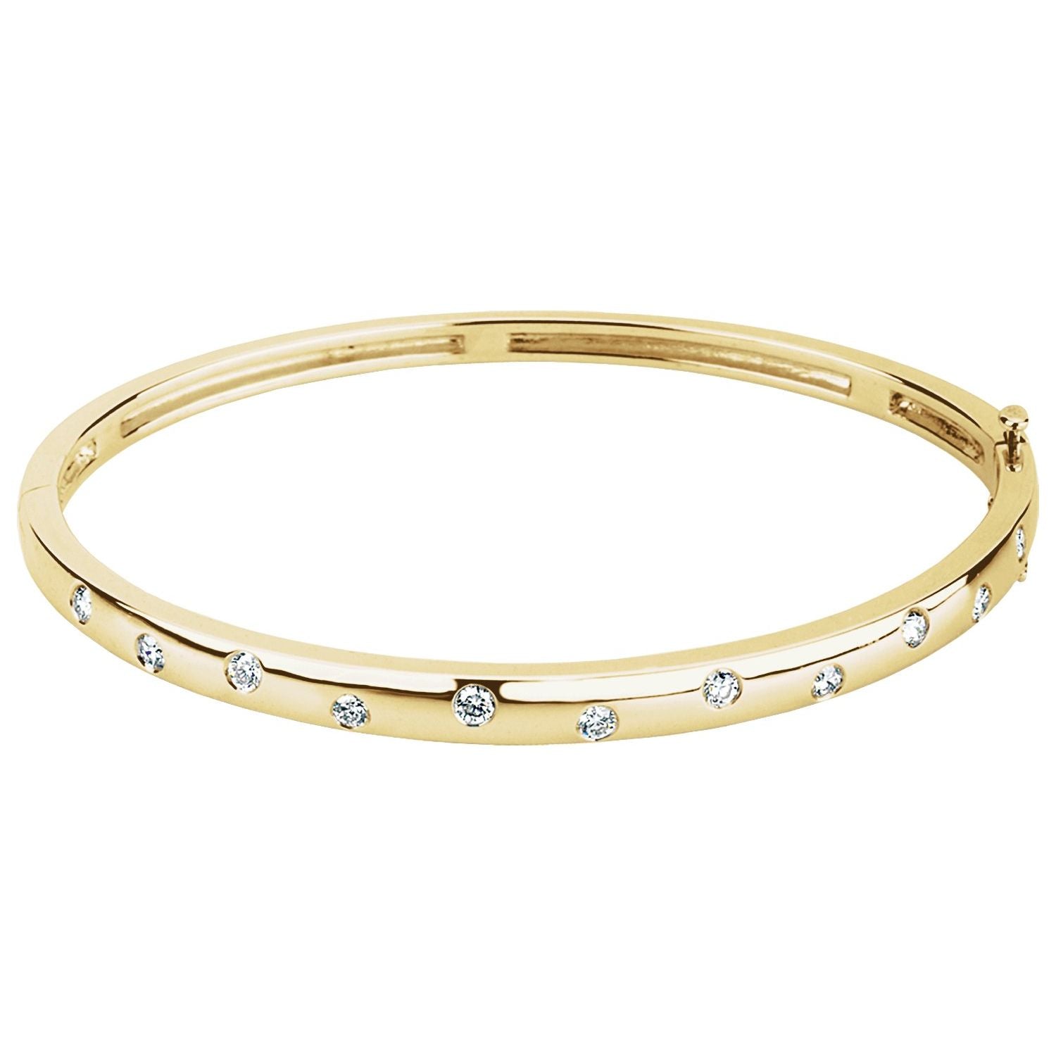 14K Yellow Gold half-eternity diamond bangle bracelet