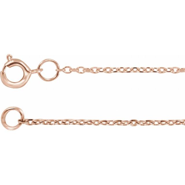 1mm diamond-cut adjustable cable chain necklace in 14k rose gold, 16-18" adjustable