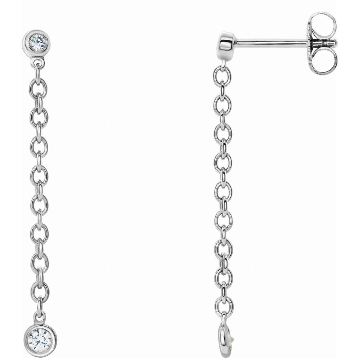 14K White Gold 1/5 ct tw Diamond Chain Dangle Earrings diamond earrings