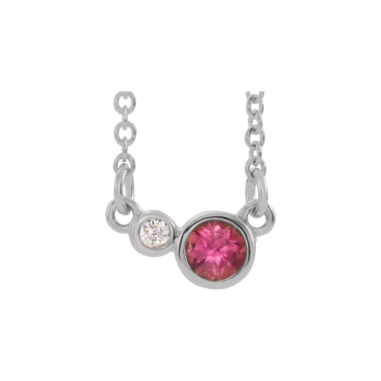 pink tourmaline and diamond pendant, 14K White Gold