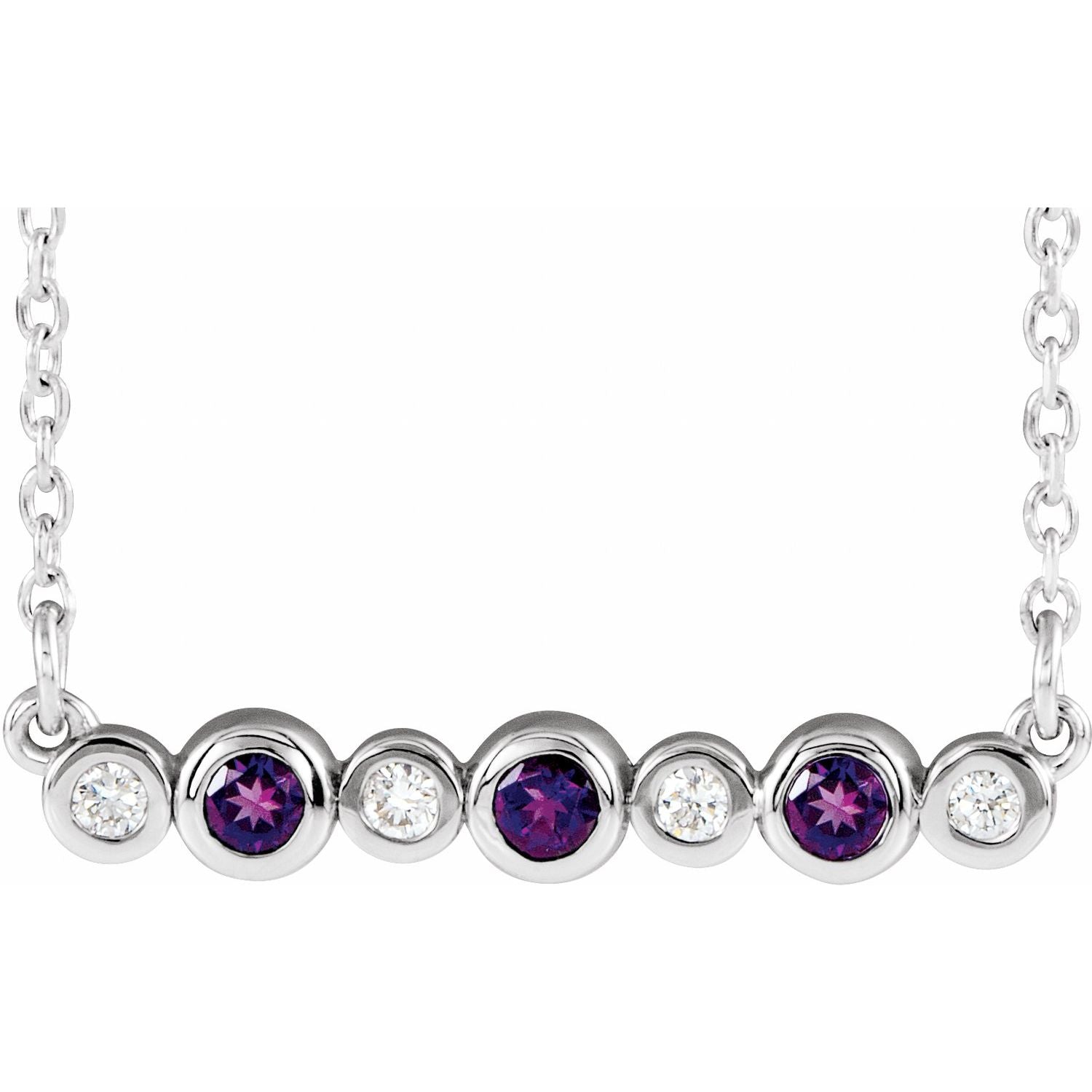 amethyst diamond bezel pendant, 14K White Gold