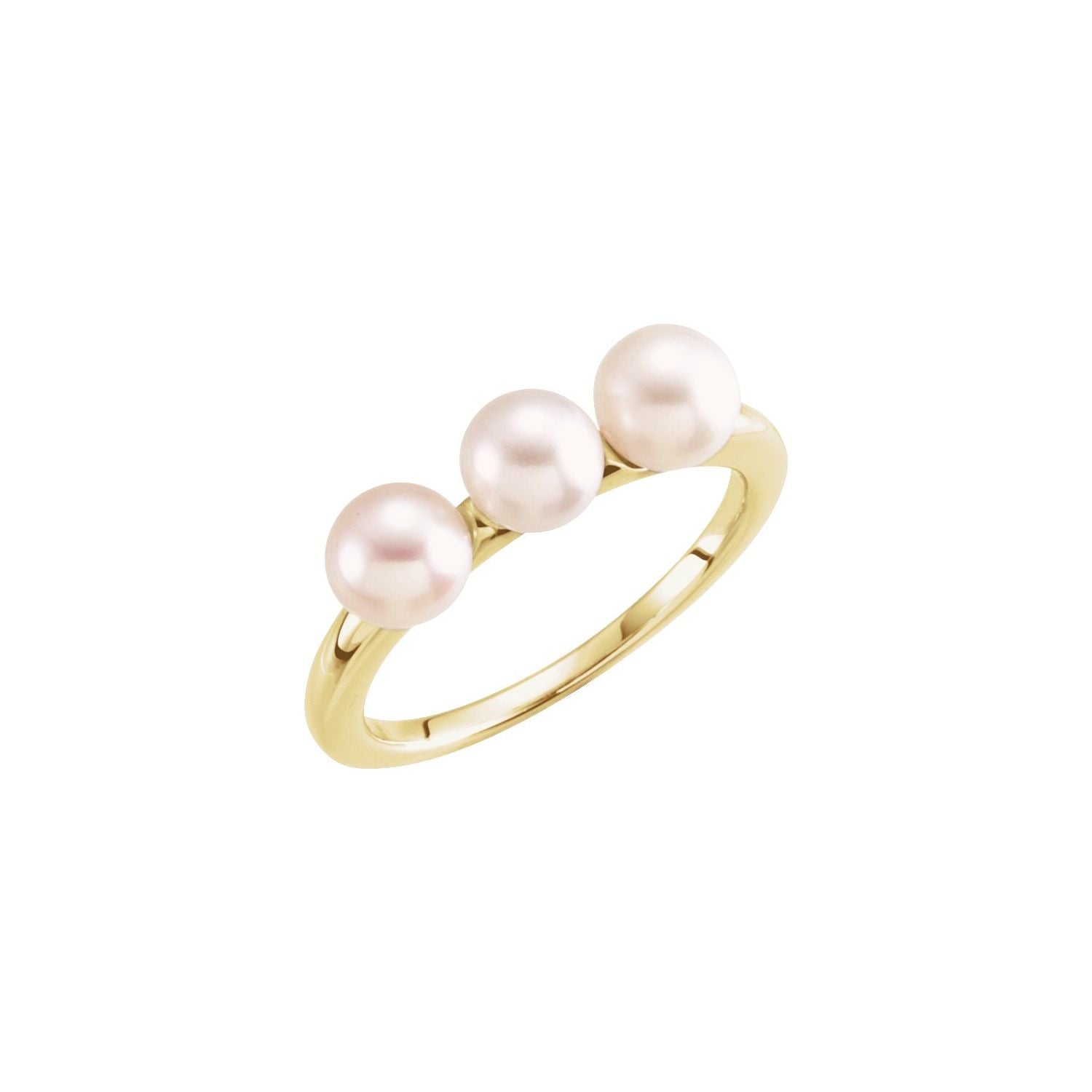 Three-Stone Cultured Pearl Ring in 14K Yellow Gold