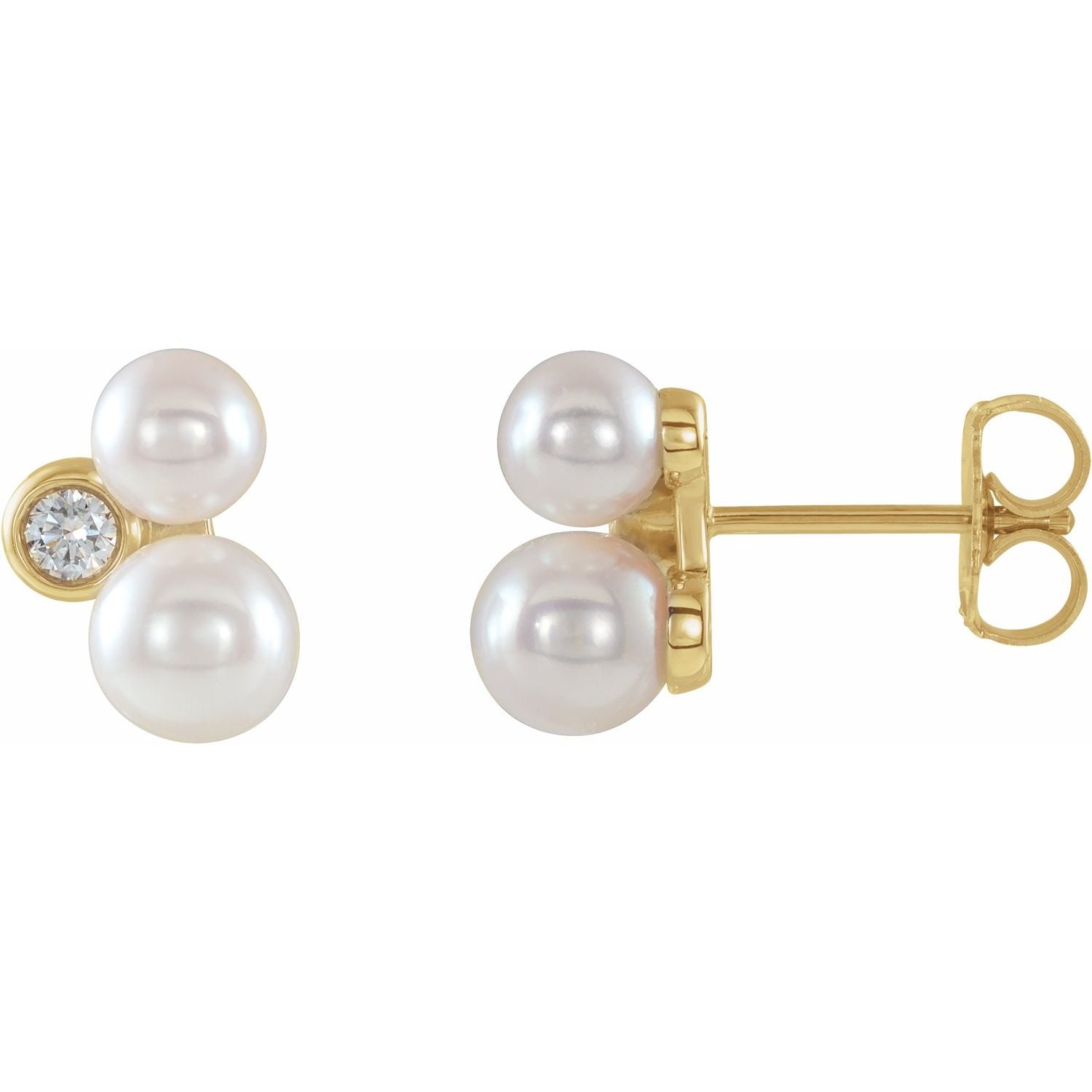 Cultured Akoya Pearl stud earrings in 14K Yellow Gold