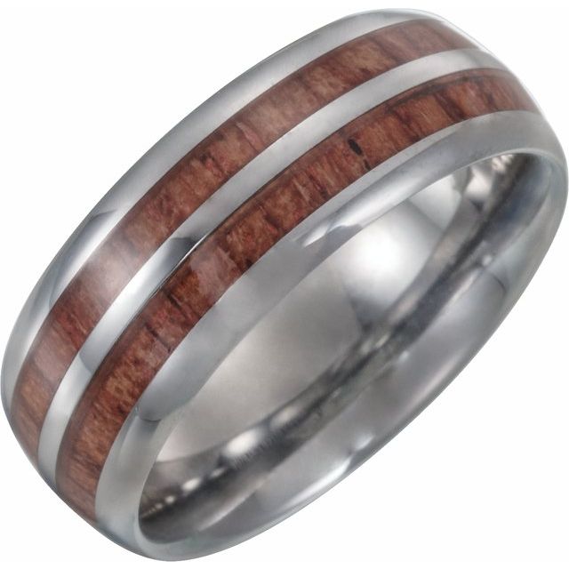 tungsten 8mm rosewood inlay men's wedding band
