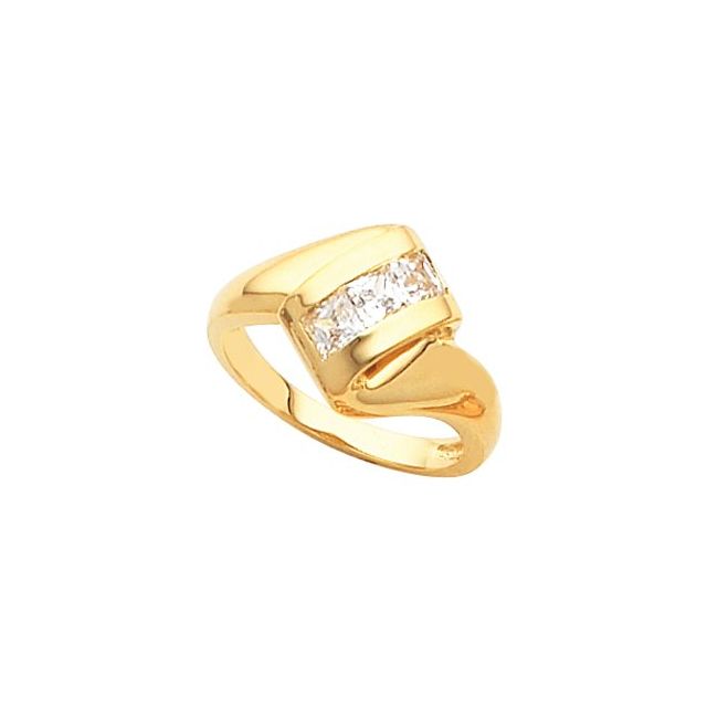 Princess Amethyst Framed Three-Stone Ring