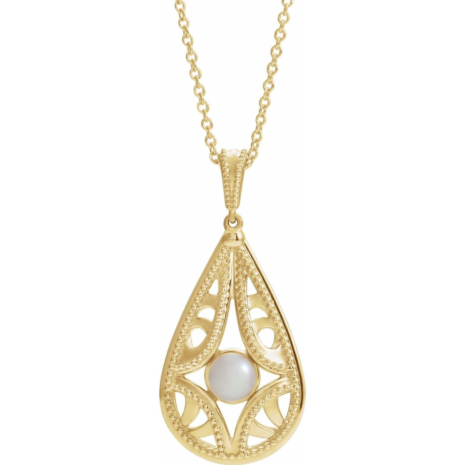 Vintage-Inspired Freshwater Pearl Necklace in 14K Yellow Gold