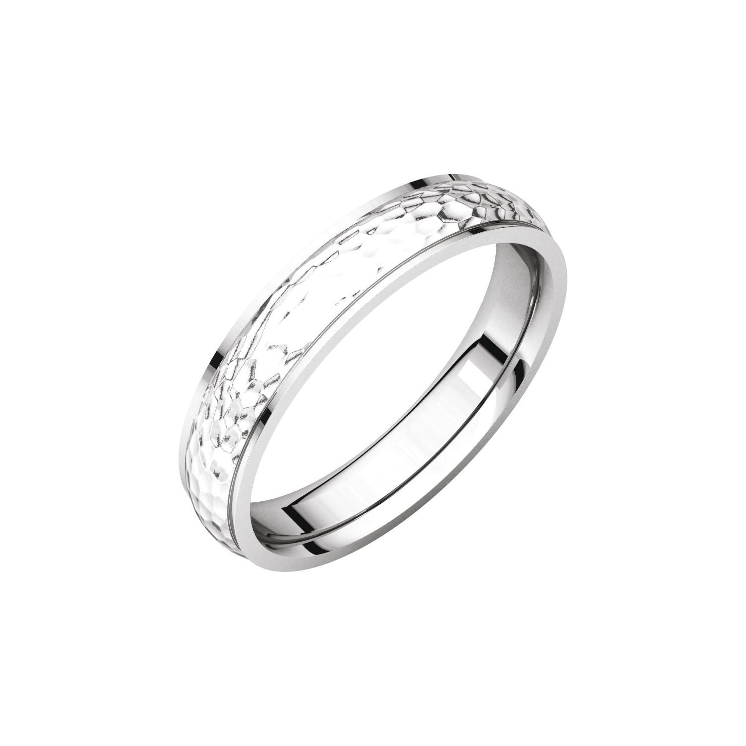 white gold stepped-edge comfort-fit half round women's wedding band