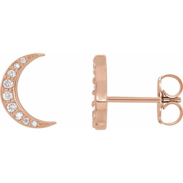 lab-grown diamond crescent moon earrings in 14k rose gold